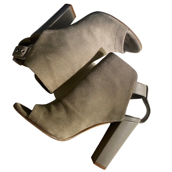 VINCE Women Heel Size 8 Gray Addison Peep Toe Block Suede Casual Party Office - Picture 6 of 12